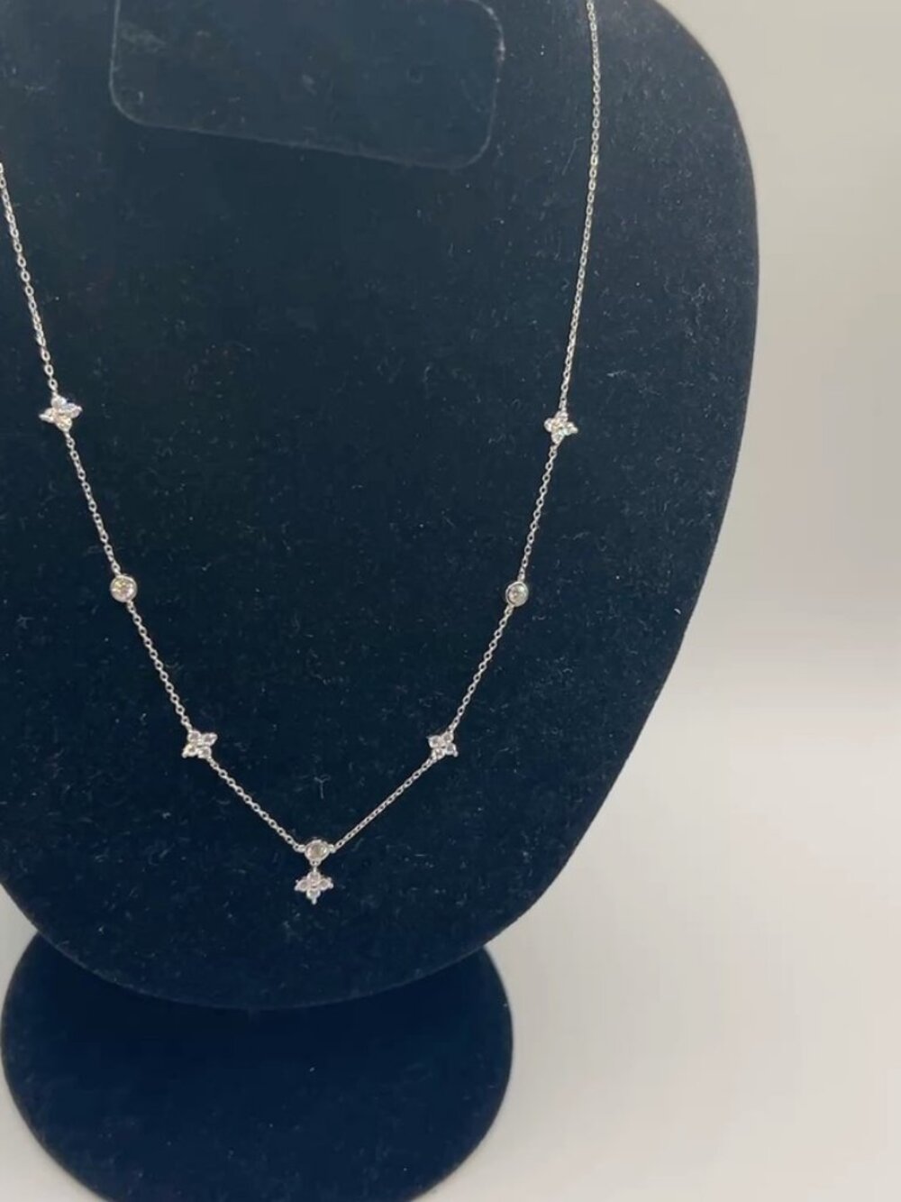 Womens Moissanite Station Necklace 925 Sterling Silver 18 Inch GRA VVS1 Dainty - Picture 3 of 7